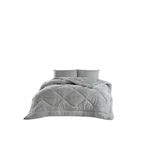 TeksNil Home Tek Kişilik | Çift Taraflı Gri Welsoft Yorgan | 155 x 215 | Zigzak - Damla - Baklava Desen
