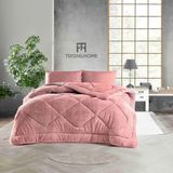 Teksnil Home Tek Kişilik Çift Taraflı Pembe Welsoft Yorgan 155 x 215 Zigzak - Damla - Baklava Desen - 155 x 215 cm