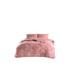 TeksNil Home Tek Kişilik | Çift Taraflı Pembe Welsoft Yorgan | 155 x 215 | Zigzak - Damla - Baklava Desen