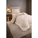 Teksnil Home Tek Kişilik Yorgan Seti Bej Yıldız Desenli Welsoft,anti Alerjik,çift Taraflı (Yorgan + 1 Yastık Kılıfı) - 155 x 215 cm - 42 Bej