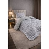 Teksnil Home Tek Kişilik Yorgan Seti Gri Zincir Desenli Welsoft,anti Alerjik,çift Taraflı (Yorgan + 1 Yastık Kılıfı) - 155 x 215 cm - 315 Gri