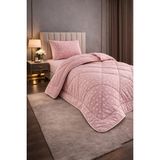 Teksnil Home Tek Kişilik Yorgan Seti Pudra Yıldız Desenli Welsoft,anti Alerjik,çift Taraflı (Yorgan + 1 Yastık Kılıfı) - 155 x 215 cm - 110P - Pembe