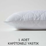 Teksnil Home | Yumuşak Kapitone Yastık 800 Gram | Fermuarlı Yastık Kılıflı | 50 x 70 cm | 1 Adet Kabarık Yastık Sırt Veya Yan Uyuyanlar Için - 50 x 70 cm - Krem