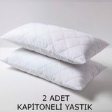 Teksnil Home | Yumuşak Kapitone Yastık 800 Gram | Fermuarlı Yastık Kılıflı | 50 x 70 cm | 2 Adet Kabarık Yastık Sırt Veya Yan Uyuyanlar Için - 50 x 70 cm - Ekru