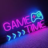 Tekstap Gamer Neon Tabela, GAME TIME LED Neon Tabela Duvar Dekoru, 17x8 İnç Yatak Odası için Oyun Neon Tabelası, USB ile Çalışan Oyun Odası Neon Tabelası, Erkek Çocuk Odası Dekoru için Oyun Neon Tabelası, Gençler Erkek Çocuklar için Havalı Oyuncu Hediyesi