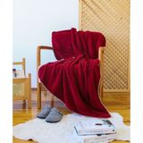Tekstil Home Çift Taraflı Wellsoft Tv Battaniyesi 100X170CM Koltuk Şalı, Yumuşak Tüylü Peluş Polar Gri - 100 x 170 cm - Bordo