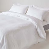 Tekstil Home Lüx 83 Tel Çift Kişilik Çizgili Pamuk Saten Nevresim Takımı Otel Tipi - 200 x 230 cm - Beyaz