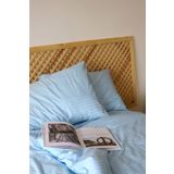 Tekstil Home Lüx Otel Renkli Serisi Tek Kişilik Lastikli Çarşaflı Çizgili Saten Nevresim Takımı Mavi Renk