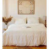 Tekstil Home Lüx Otel Serisi Çift Kişilik Pamuk Saten Nevresim Takımı Çarşaf Lastikli Fitted 160 x 200 cm - Krem