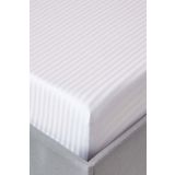 Tekstil Home Lüx Otel Serisi Çizgili Pamuk Saten Beyaz Lastikli Çarşaf Seti Çift Kişilik 160x200 Fitted