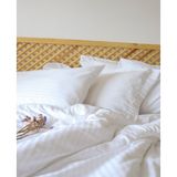 Tekstil Home Lüx Otel Serisi Tek Kişilik Lastikli Çarşaflı Çizgili Pamuk Saten Nevresim Takımı - Beyaz - 100 x 200 cm