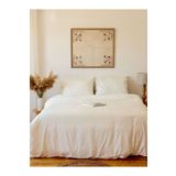 Tekstil Home Lüx Otel Tipi Çift Kişilik Lastikli Çarşaflı Çizgili Pamuk Saten Nevresim Takımı Ekru Krem