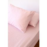 Tekstil Home Lüx Renkli Serisi 83 Tel Çizgili Pamuk Saten Lastikli Çarşaf Seti Tek Kişilik 100x200 Pembe