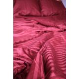 Tekstil Home Lüx Renkli Serisi Çift Kişilik Çizgili Pamuk Saten Lastikli Çarşaf Seti 160x200 Bordo Kırmızı