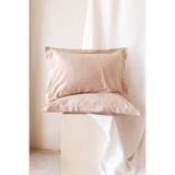 Tekstil Home Otel Serisi Çizgili Saten 83 Tel Oxfort Yastık Kılıfı 2 Adet cappicino