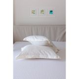 Tekstil Home Otel Serisi Çizgili Saten 83 Tel Oxfort Yastık Kılıfı 2 Adet Krem