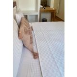 Tekstil Home Otel Serisi Lüx Dama Desen Pike Pamuklu Çift Kişilik Yatak Örtüsü Çok Amaçlı Beyaz Renk