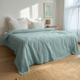 Tekstil Home Pike Çift Kişilik %100 Pamuk Bordürlü Model Lüx Yatak Örtüsü - Mint Yeşili