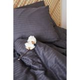 Tekstil Home Satenev Çizgili Pamuk Saten Yastık Kılıfı 2 Adet 50x70 Ebat Antrasit Renk