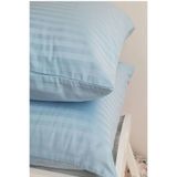 Tekstil Home Satenev Çizgili Pamuk Saten Yastık Kılıfı 2 Adet 50x70 Ebat Mavi Renk
