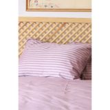 Tekstil Home Satenev Çizgili Pamuk Saten Yastık Kılıfı 2 Adet 50x70 Ebat Mürdüm Renk
