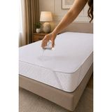 Tekstil Stokları 100X200 cm Üstü Örme Havlu Kumaş Alt Pu Dört Kenar Lastikli Tek Kişilik Sıvı Geçirmez Yatak Koruyucu Alez - 100 x 200 cm - Beyaz