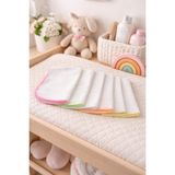 Tekstil Stokları 12 Adet %100 Pamuk 24X24 cm Yumuşak Doku Bebek Ağız Bezi - Beyaz - 24 x 24 cm