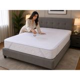 Tekstil Stokları 160x200 cm Üstü Örme Havlu Kumaş Alt PU Dört Kenar Lastikli Çift Kişilik Sıvı Geçirmez Yatak Koruyucu Alez - 160 x 200 cm - Beyaz