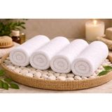 Tekstil Stokları 4'lü Bambu 30X50 cm El , Ayak ve Mutfak Havlusu Seti - Beyaz - 30 x 50 cm
