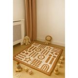 Tekstil Stokları Pamuklu Örme Kumaş 100X100 cm Çift Taraflı Çocuk Oyun Minderi - Çok Renkli - 100 x 100 cm
