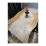 Tekstilife Ev Tekstil Çeyiz Salon Masa Örtüsü Dantel Lüx Gold Simli Kordene Runner Amerikan Servis 140x45