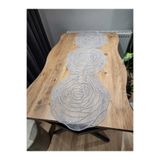 Tekstilife Ev Tekstil Çeyiz Salon Masa Örtüsü Dantel Lüx Gümüş Simli Kordene Runner Amerikan Servis 140x45