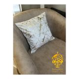 Tekstilsa Italyan Kadife Krem Kırlent Kılıfı Altın Varaklı Yaldızlı Dekoratif Minder Yastık Kılıf 45x45cm