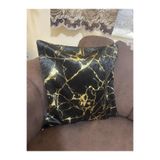 Tekstilsa Italyan Kadife Siyah Kırlent Kılıfı Altın Varaklı Yaldızlı Dekoratif Minder Yastık Kılıf 45x45cm