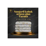 Tekstilsa Koltuk Çekyat Örtüsü Yeni Moda Altın Varaklı Dekoratif Simli Beyaz Süngerli Koltuk Örtüsü 1adet