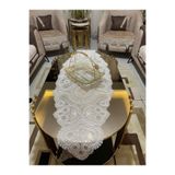 Tekstilsa Lüks Runner Salon Oda Sehpa Masa Örtüsü Fransız Güpürlü Çeyizlik(BEYAZ)1 adet Yeni Runner (133X45CM)