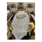 Tekstilsa Lüks Runner Salon Oda Sehpa Masa Örtüsü Fransız Güpürlü Çeyizlik(GRİ)1 Adet Yeni Runner (133X45CM)