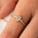 Tektaş Altın Yüzük - 0.50 Karat Pembe Kuvars Taşlı Tek Taş Evlilik Teklifi Yüzüğü