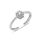 Tektaş Altın Yüzük - 14 Ayar Altın 0.50 Ct Gül Zirkon Taşlı Beyaz Altın Evlilik Teklifi Yüzüğü