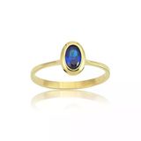 Tektaş Altın Yüzük - 14 Ayar Altın 0.60 Karat Oval Safir Taşlı Evlilik Teklifi Yüzüğü - Eşe Yüzük