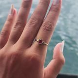Tektaş Altın Yüzük - 14 Ayar Altın 0.90 Karat Ruby Taşlı Tek Taş Evlilik Teklifi Yüzüğü