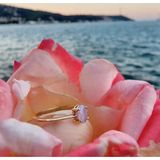Tektaş Altın Yüzük - 14 Ayar Altın Oval 0.90 Ct Pembe Ouartz Taşlı Tek Taş Evlilik Teklifi Yüzüğü
