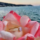 Tektaş Altın Yüzük - 14 Ayar Altın Oval 0.90 Ct Pembe Quartz Taşlı Tek Taş Evlilik Teklifi Yüzüğü