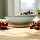 Tektava Master Chef Handmade 6lı Porselen 19 Cm Çukur Yemek Tabağı - Yeşil Renkli