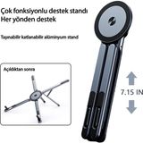 Tekvora Alüminyum Manyetik Masaüstü Telefon Tutucu Ayarlanabilir Universal Güçlü Mıknatıslı Stand - Siyah