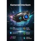 Tekvora Q28 Kameralı Bluetooth Kask Interkom | 1080P Kayıt | Su Geçirmez | LCD Ekran | Motor Kulaklığı - Siyah