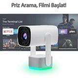 Tekvora Taşınabilir LED Projeksiyon | 4K Destek | Kablosuz Yansıtma | HDMI & USB | Ev Sinema Keyfi - Beyaz