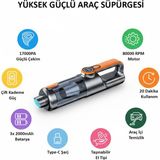 Tekvora Yüksek Güçlü 17000PA Çekim Kablosuz Araç Içi El Süpürgesi - 130 ml