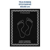 Tela Kumaş Suya Dayanıklı 40x50cm Ayak İzi Dikey 50adet Oto Paspas Siyah Gümüş Rengi Baskı Kağıt Değil - Ayak izi
