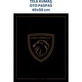 Tela Kumaş Suya Dayanıklı 40X50CM Peugeot 50 Adet Oto Paspas Siyah Altın Rengi Baskı (Kağıt Değil)